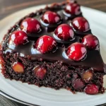 Chocolate Cherry Upside Down Cake 🍒🍫