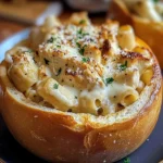 Chicken Alfredo Garlic Bread Bowls