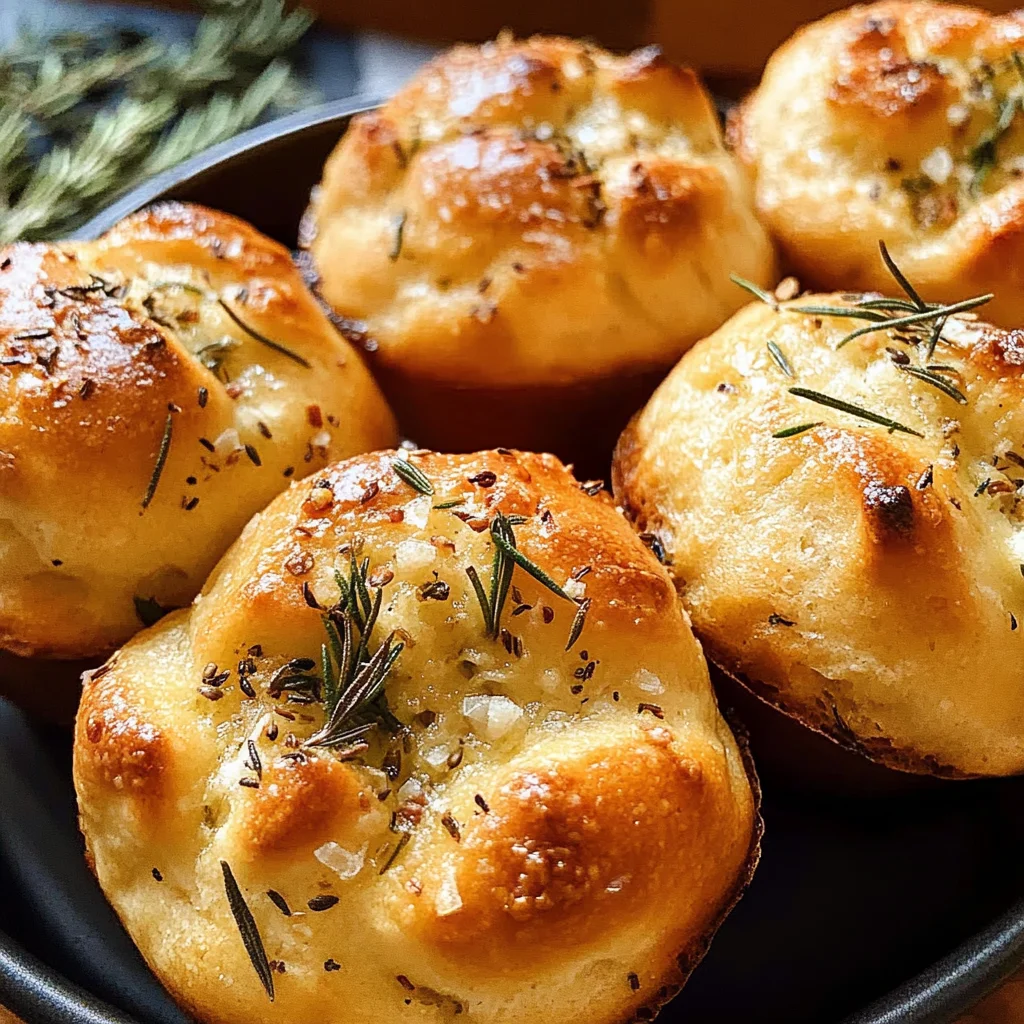 Easy Garlic Rosemary Focaccia Muffins