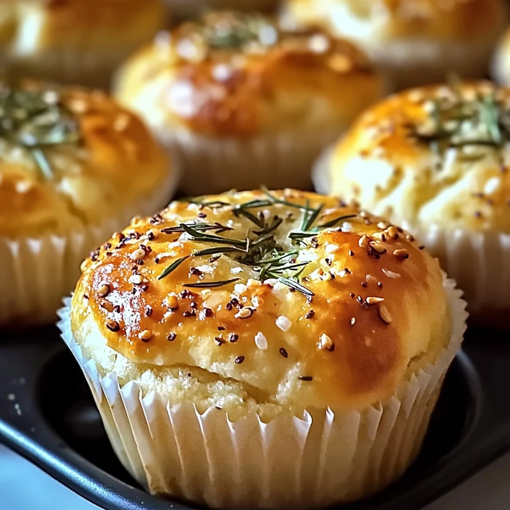 Easy Garlic Rosemary Focaccia Muffins