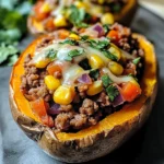 Ground Turkey Stuffed Sweet Potato