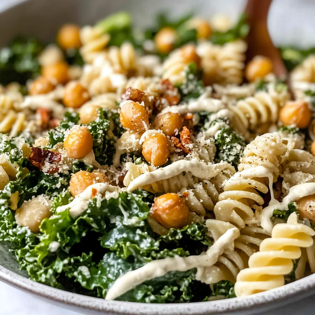 Kale Caesar Pasta Salad