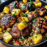 One Pan Caribbean Jerk Chicken with Pineapple-Coconut Rice Recipe