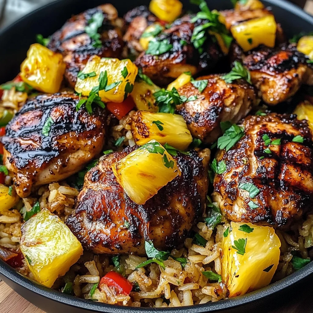 One Pan Caribbean Jerk Chicken with Pineapple-Coconut Rice Recipe