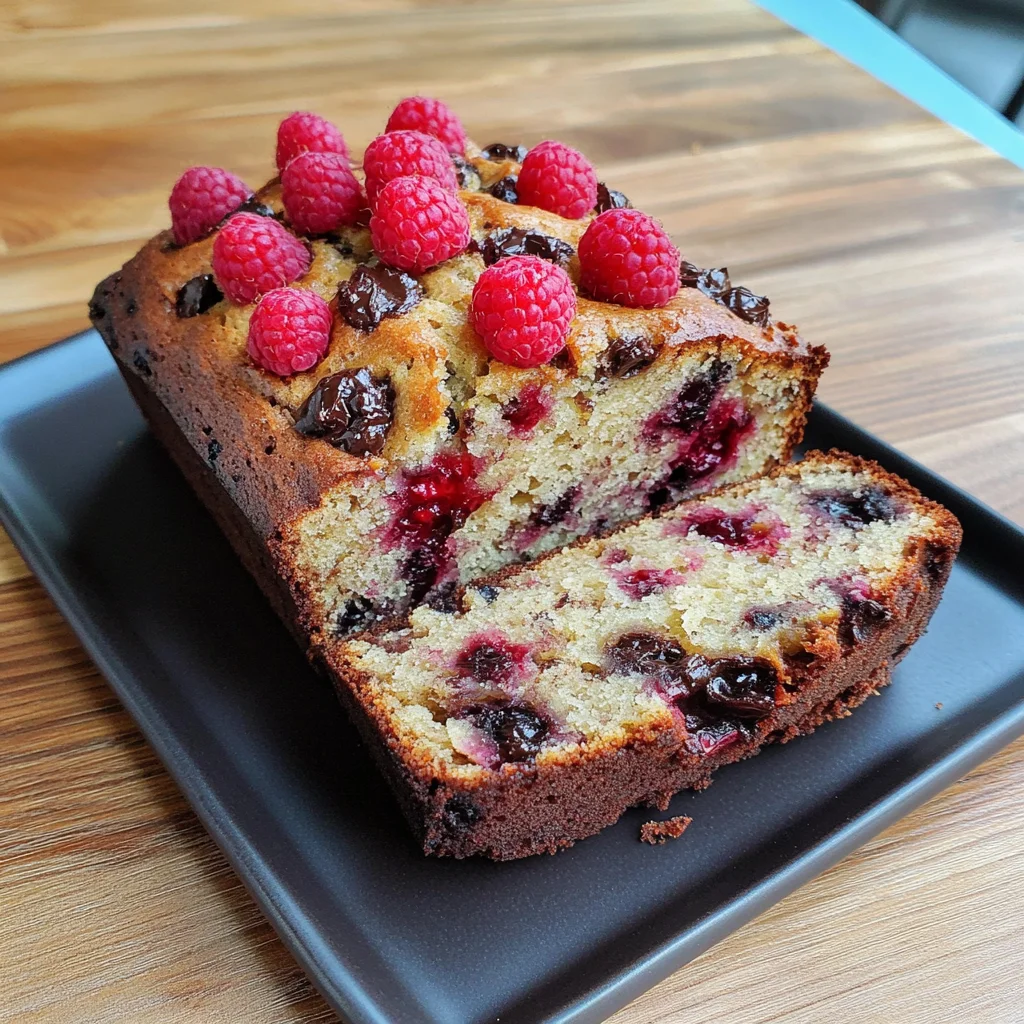 Raspberry Dark Chocolate Banana Bread