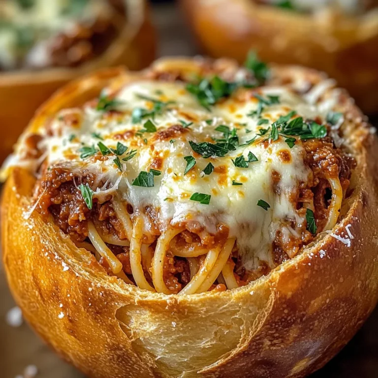 Spaghetti Garlic Bread Bowls