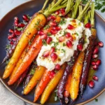 Honey Roasted Rainbow Carrots with Burrata and Pomegranate