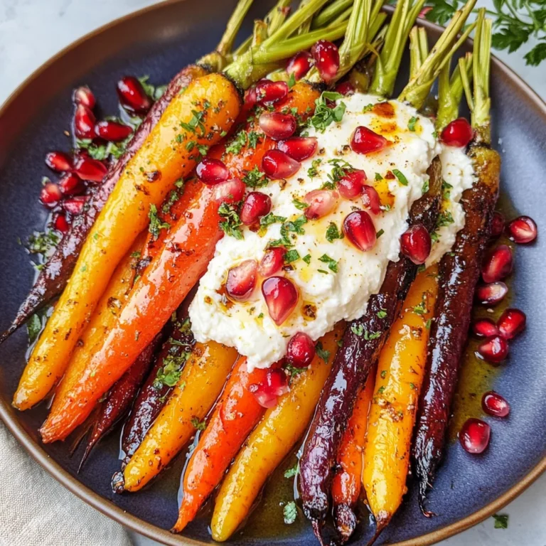 Honey Roasted Rainbow Carrots with Burrata and Pomegranate